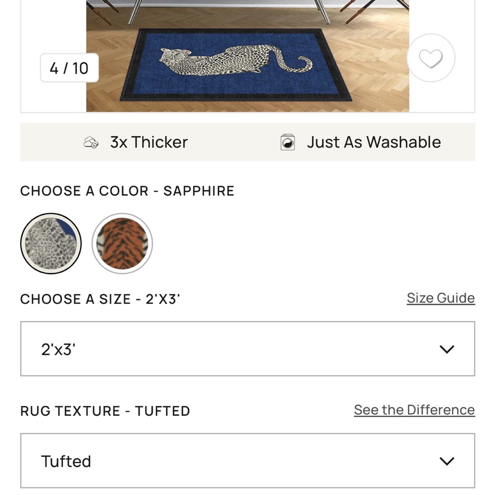 Blue Leopard Print Rug - Picture 3 of 4